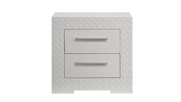 English Elm Blanca King 5-Piece Bedroom Set with LED Headboard, White Lacquer Finish, Quilted Accents & Storage B009S01392