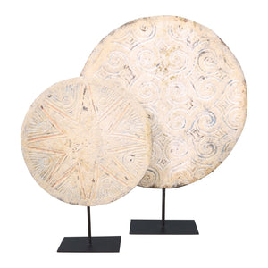 Lilys 16" Wide Starlike Wood Disk With Iron Stand Vintage Blue 8573-M