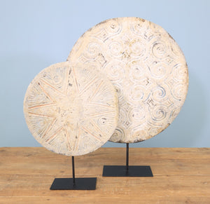 Lilys 16" Wide Starlike Wood Disk With Iron Stand Vintage Blue 8573-M