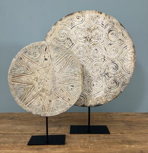 Lilys 24" Wide Lucky Cloud Wood Disk With Iron Stand Vintage Style 8573-L