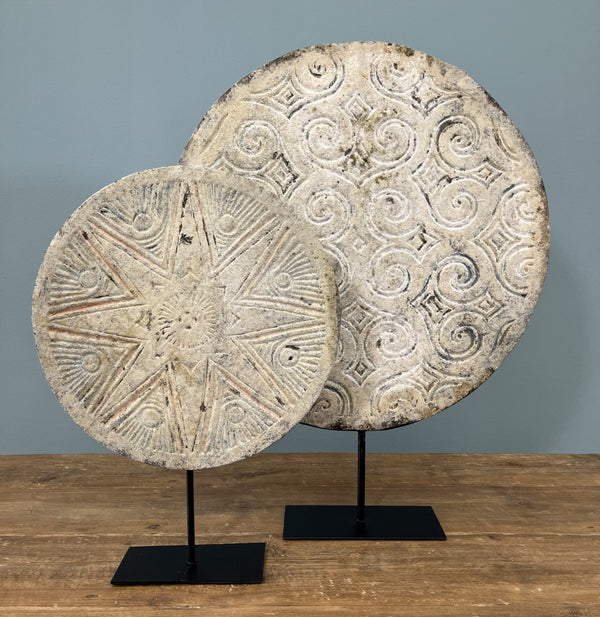 Lilys 24" Wide Lucky Cloud Wood Disk With Iron Stand Vintage Style 8573-L