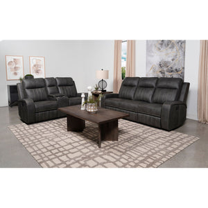 English Elm Forrest Grey 2-Piece Motion Reclining Sofa Set - Modern Faux Leather Channel Tufted Gray Comfort Lounge B062S01274