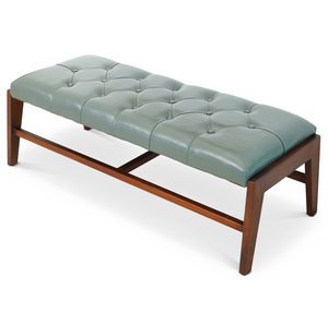 English Elm Ashcroft Furniture - Hera Bench With Buttons (Green Leather)