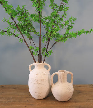 Lilys 16" High Terracota Vase With Two Handles Distressed White 8575-5