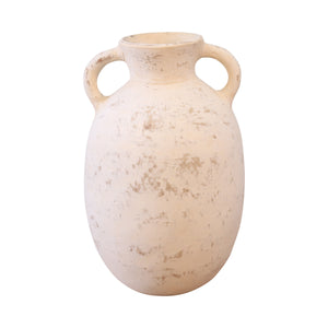 Lilys 16" High Terracota Vase With Two Handles Distressed White 8575-5