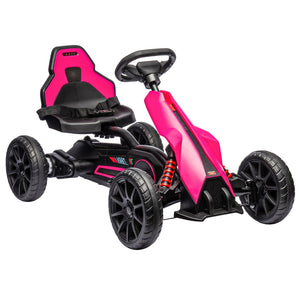 English Elm Aosom Kids Pedal Go Kart with Swing Axle Handbrake and Adjustable Seat for Ages 3 to 8 W2225P217196