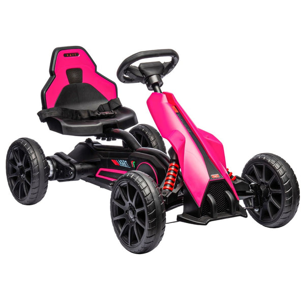 English Elm Aosom Kids Pedal Go Kart with Swing Axle Handbrake and Adjustable Seat for Ages 3 to 8 W2225P217196