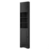 English Elm Multi-Functional Corner Cabinet Tall Bathroom Storage Cabinet With Two Doors and Adjustable Shelves, Open Shelf, Black