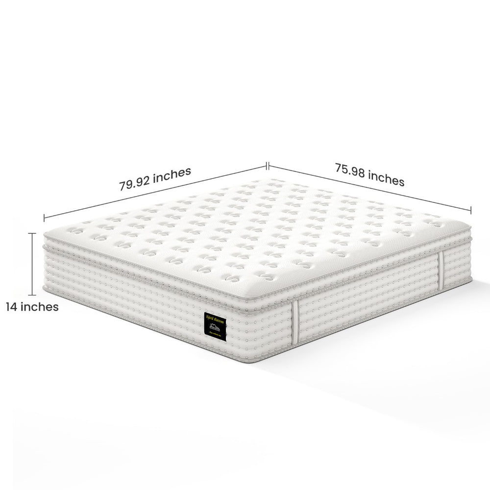 English Elm 12'' King Hybrid Mattress Pocket Coils Memory Foam Ergonomic Fiberglass Free Support B2716P383546