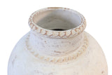 Lilys Approx. 20" High Terracotta Vase With Lace Décor Distressed White 8576