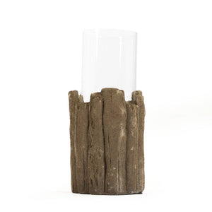 Zentique Brown Faux Wood Candle Holder - Rustic Charm Meets Modern Design For Inviting Home Ambiance Brown Granular Glay 8576m A729