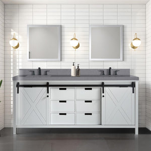English Elm White Double Bath Vanity With Grey Quartz Countertop - Elegant Design, Ample Storage & Soft-Close Features B2731P260057-GIGA