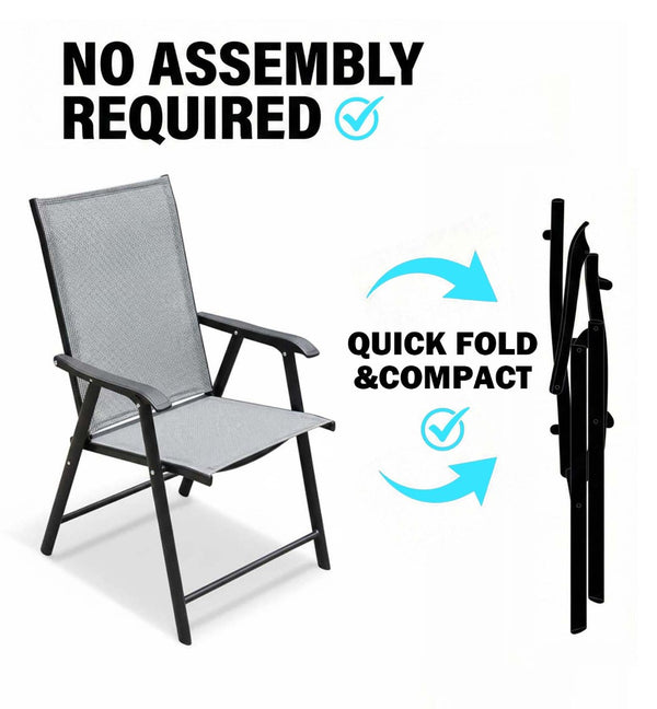English Elm Outdoor Stackable Folding Chairs Set Ergonomic Mesh Back Steel Frame Patio Seating Gray W5159P445934