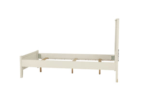 English Elm Simple Modern Full Size Bedframe with Carved Vertical Lines, Rubberwood MDF Construction, Elegant Design White 80 L x 8 W x 4 H B011S01986