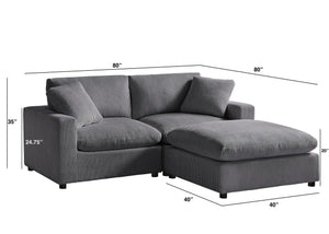 English Elm Chelsea Modular 3-Piece Chofa In Charcoal - Stylish, Customizable Comfort With Modern Design Elements B050S00016