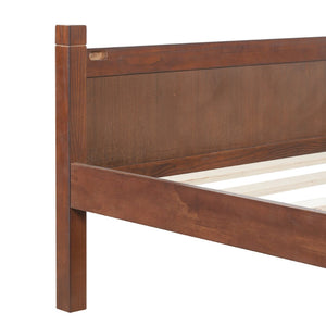 English Elm Twin Platform Bed Vertical Slat Headboard Farmhouse Shaker Wood Grain Finish Bedroom Dark Walnut N733P422479P