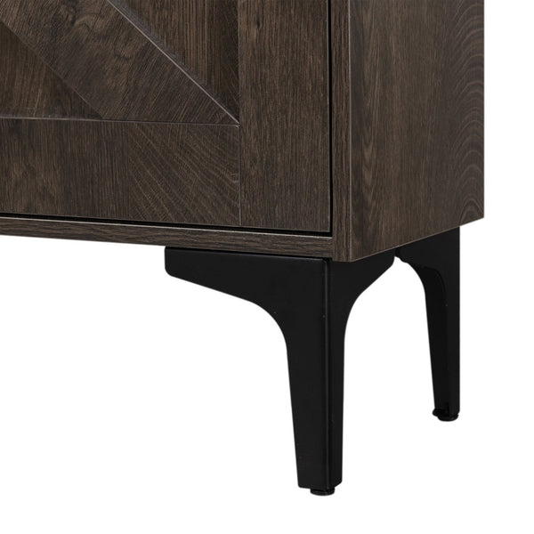 English Elm Shoe Cabinet with 2 Flip Drawers and Open Shelves, Slim Rustic Brown Entryway Organizer, Space-Saving Wood Storage W679P154753
