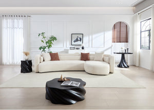 English Elm 132" Boucle L-shaped Sectional Sofa Curved Modular Design for Modern Living Rooms W2664S00105