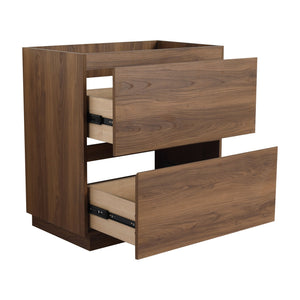 English Elm 30" Modern Bathroom Vanity without Sink – 30" Freestanding Engineered Wood Cabinet with Dual Drawers, Waterproof Finish, Easy Assembly Brown W1972P188248