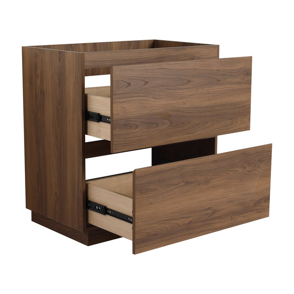 English Elm 30" Modern Bathroom Vanity without Sink – 30" Freestanding Engineered Wood Cabinet with Dual Drawers, Waterproof Finish, Easy Assembly Brown W1972P188248