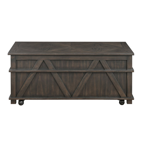 English Elm Traditional Rustic Lift-Top Cocktail Table with Hidden Storage, Pine Veneer Finish, Casters for Easy Mobility and Workspace Convenience Brown 47.5 L x 29.5 W x 22.5 H B011P387103