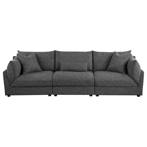 English Elm Tomasina Modern Barely Black 3-Piece Sofa with Plush Cushions, Padded Arms & Accent Pillows for Cozy Lounging and Stylish Modular Seating (115"W) B062S01276