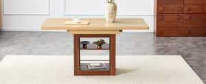 English Elm An Extendable Mdf Dining Table with Open Shelf Storage Seats up to Eight Walnut,Wood W1151S04624