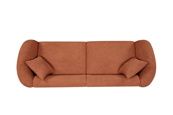 English Elm Christopher Knight Home® - 87" Curved Orange Bouclé Sofa: Sculptural Design, Plush Comfort, And Solid Durability For Modern Living Spaces N767P2323857A