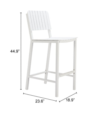 Zuo Modern Kayu Barstool White - Modern Outdoor Seating, Durable Aluminum Construction, Lightweight & Stylish White Aluminum 704149-zuo-modern