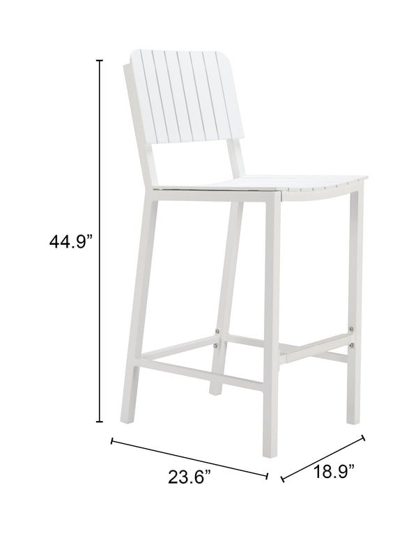 Zuo Modern Kayu Barstool White - Modern Outdoor Seating, Durable Aluminum Construction, Lightweight & Stylish White Aluminum 704149-zuo-modern