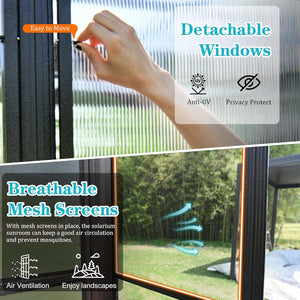 English Elm 10x14ft Aluminum Lean to Solarium with Polycarbonate Panels and Dual Sliding Doors W1859P238681