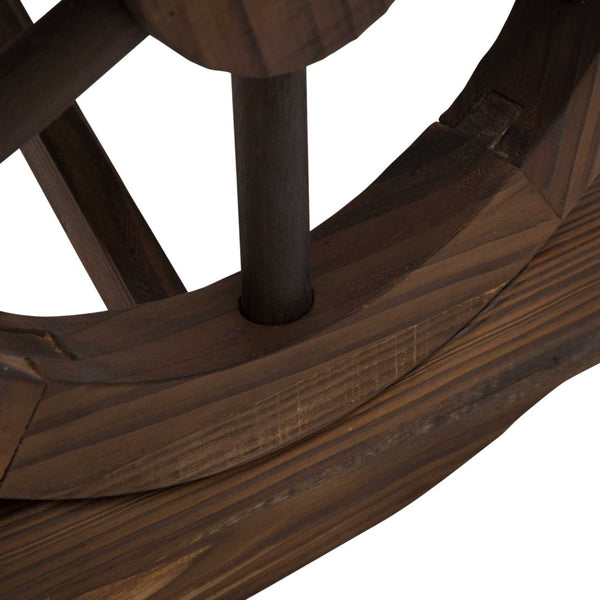 English Elm Outsunny 2-Person Wooden Garden Bench - Rustic Wagon Wheel Outdoor Furniture For Patios & Gardens W2225P174067-GIGA