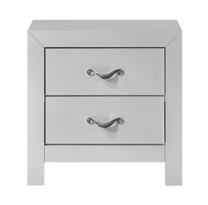English Elm Moreland Two Drawer Nightstand Glam White Laminate with Chrome Crystal Pulls B078P497908