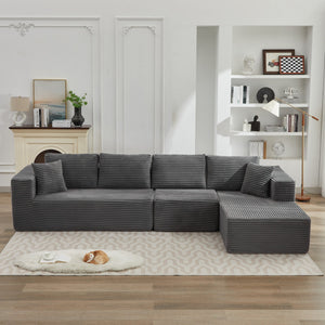 English Elm 106" Cloud Sectional Couch - Modular L-Shape With Right-Facing Chaise, Plush Corduroy, No Assembly! W1143S00022