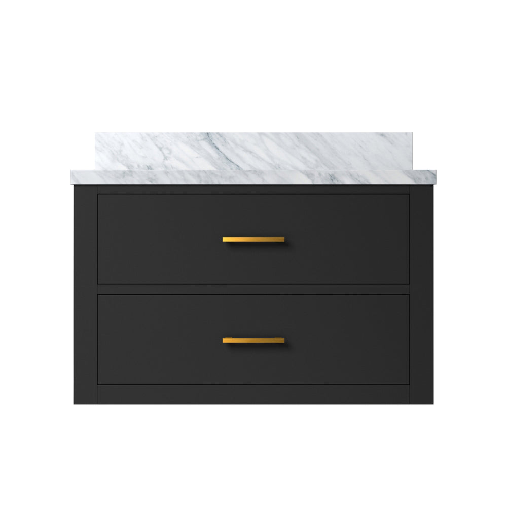 English Elm Black Single Bath Vanity With Carrara Marble Top - Elegant 30" W X 22" D Design For Any Bathroom! B2731P257914