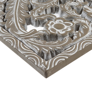 JLA Home Madison Park - Botanical Hand-Carved Lotus Wall Panels Set with Distressed Wood Finish for Rustic Home Decor and Texture Antique Green MP95B-0363