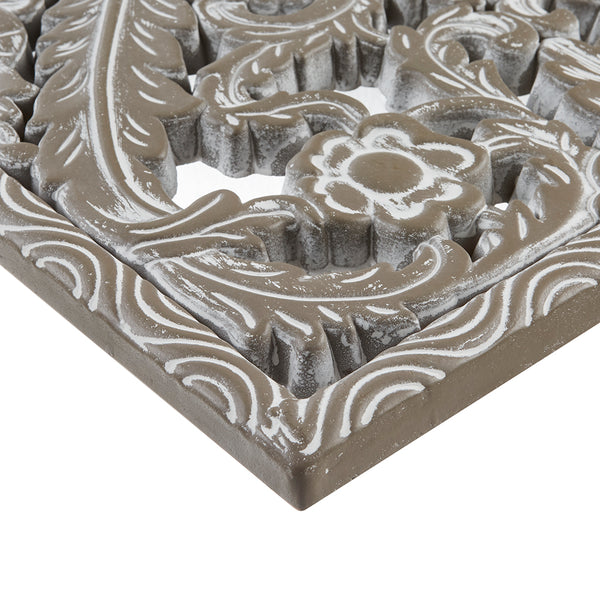 JLA Home Madison Park - Botanical Hand-Carved Lotus Wall Panels Set with Distressed Wood Finish for Rustic Home Decor and Texture Antique Green MP95B-0363