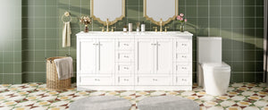 English Elm 72 Shaker Bathroom Vanity 72" Double-Sink Freestanding with Ceramic Basin, Soft-Close Drawers & Doors White N729P000010K