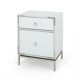 Christopher Knight Home® - Noble House - Daphney White Glass 2 Drawer Bedside Table