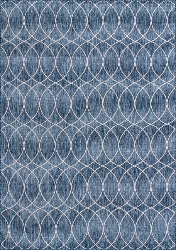 Unique Loom Outdoor Trellis Gitter Machine Made Trellis Rug Blue, Ivory 10' 0" x 14' 1"