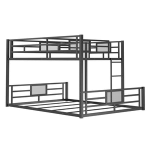 English Elm L-shaped Steel Twin Over Full Bunk Bed Corner Frame with Guardrails for Kids N750P196510B