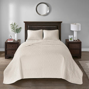 English Elm Reversible Madison Park Quebec Bedspread Set Queen - Cottage Stitch Quilted, Oversized, Antimicrobial Protection B035129058