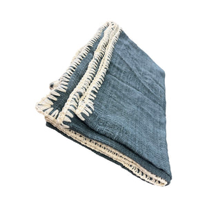 Lilys Approx. 84X54 Hand Woven 100% Cotton Throw Vintage Blue 8581-BL