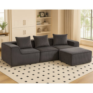 English Elm Modular Corduroy Sectional with Deep Foam Seating Low Profile Living Room Couch W3326S00014