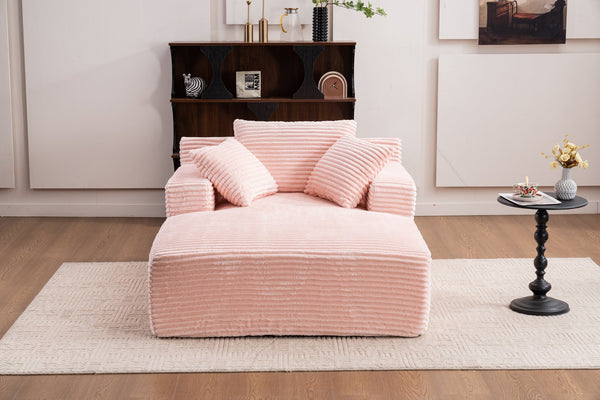 English Elm Oversized Corduroy Chaise Longue Sofa Bed Pink — Deep Seat Sleeper, No Assembly, Modern Lounge Comfort W1752P290577