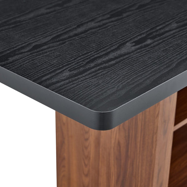 English Elm An Extendable Mdf Dining Table with Open Shelf Storage Seats up to Eight Black,Walnut W1151S04668