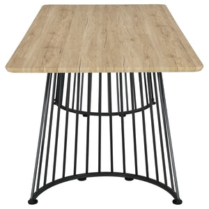 English Elm Galahan Oak Grain Rectangular Table with Twisted Gunmetal Pedestals Seats Eight B062S01395