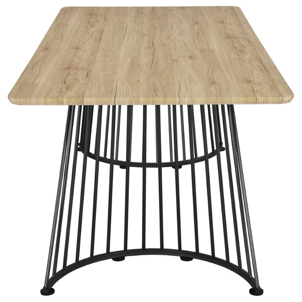 English Elm Galahan Oak Grain Rectangular Table with Twisted Gunmetal Pedestals Seats Eight B062S01395