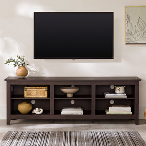 English Elm Walker Edison - Modern 70" Transitional TV Stand Espresso - 3-Shelf Open Storage, Adjustable Shelves, 250 lb Support and Cord Management B185P169324