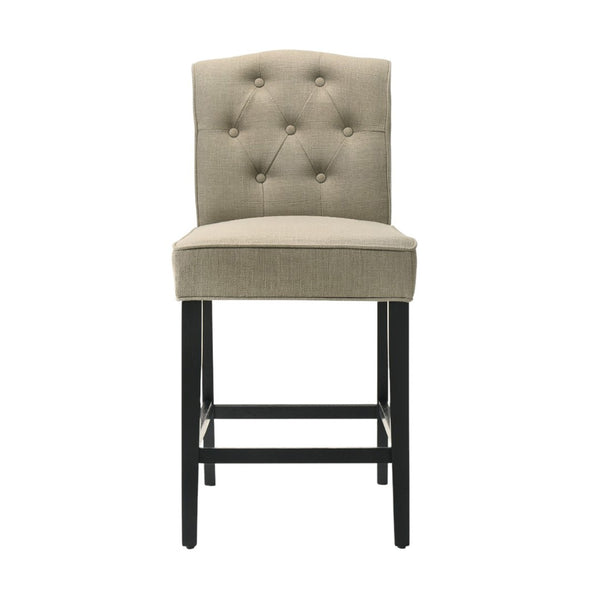 English Elm Set Of 2 Stylish Fabric Upholstered Counter Height Chairs For Modern Dining - Beige & Black B016P392440-GIGA